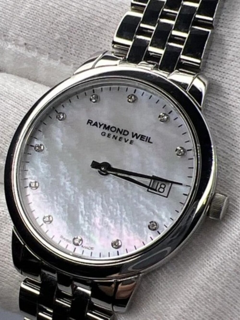 Raymond Weil Toccata Women's Quartz 34mm Date Watch Diamond Sapphire Box Papers